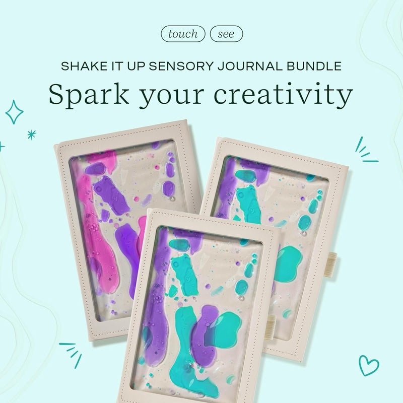 LifeLines Sensory Journal, 3-Pack Shake It Up Bundle - Fidget Ruled Notebook Journal with Interactive Tactile Cover & Embossed Patterns - 160 Page, Soft Cover Book Writing Journal - Image 2